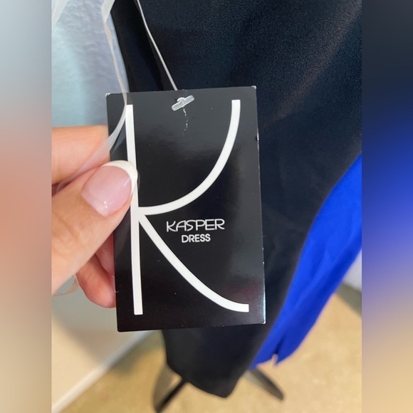 Kasper Dress Blue Black Gold Colorblocked Sleeveless Sheath NWT - Picture 7 of 8